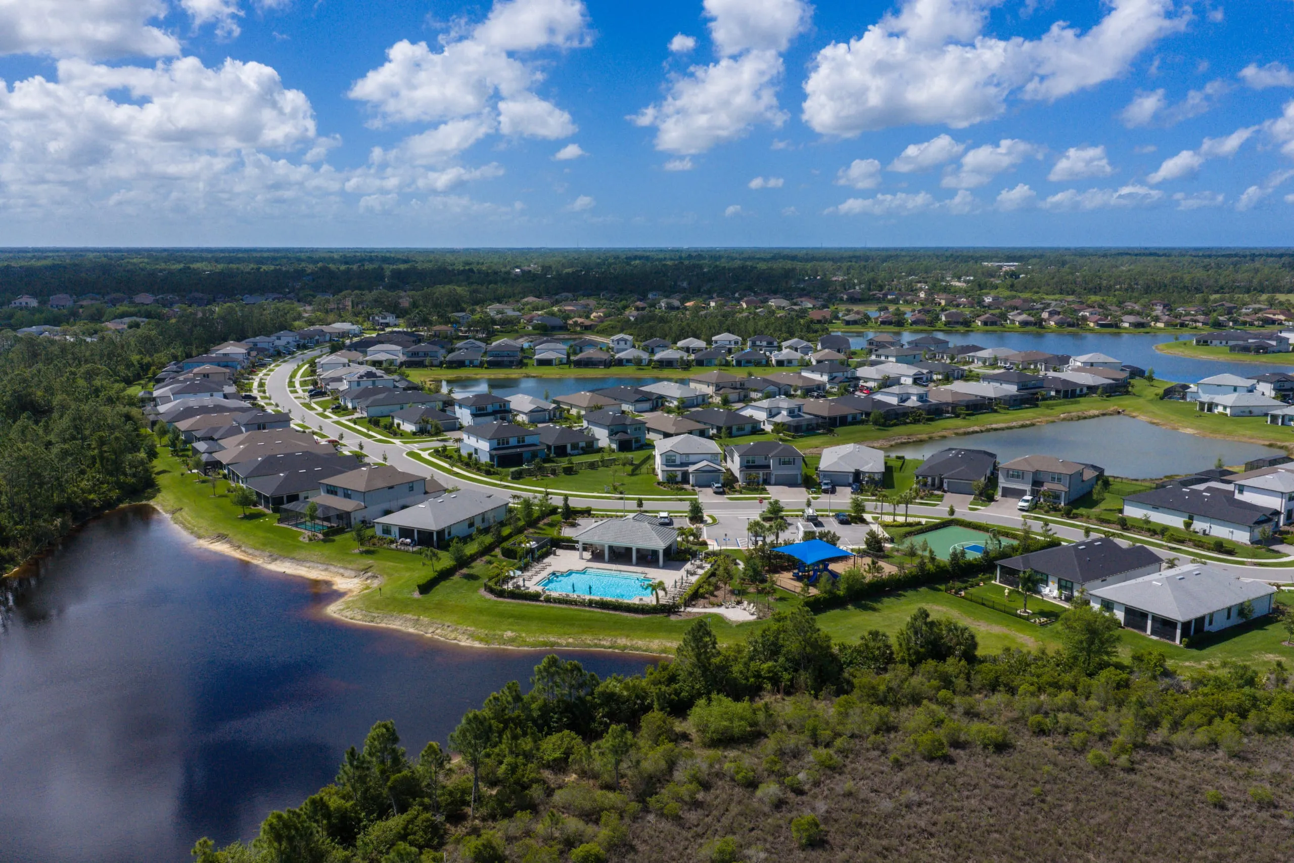 Aerial overview of a master-planned community in Palm Beach County